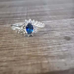 Silver ring with blue Sapphire